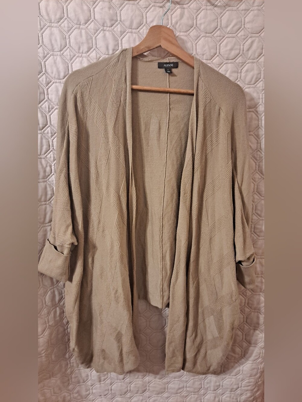 Alfani Tan Open-Front Cardigan Sz L